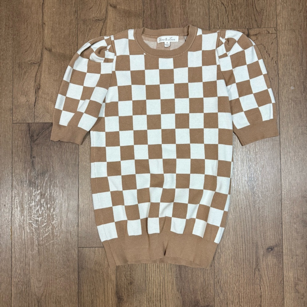 VINE & LOVE boutique‎ checkered top brown